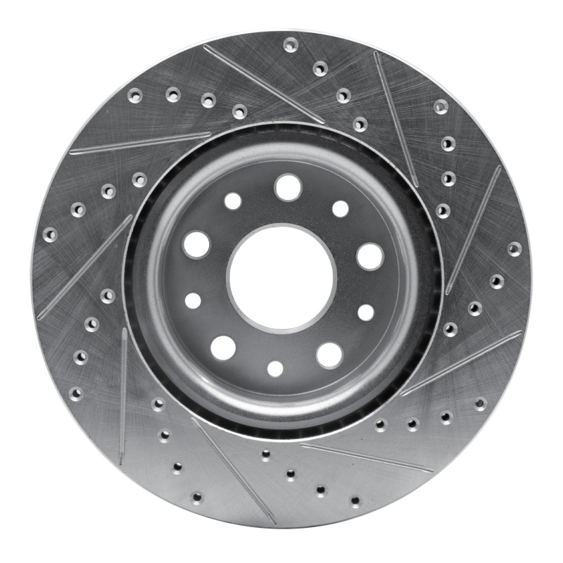 Jeep Wrangler Brake Rotor (1) - Front Left - R1 Concepts - Drilled & Slotted - Silver - `18-`25